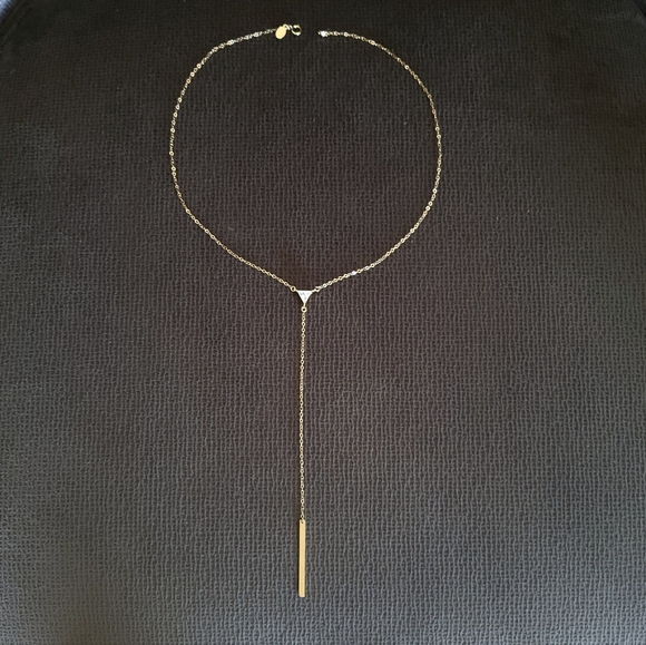 Silver🤍 Wren🪶 Cubic Zirconia💎 & Gold💛 Filled Bar Y-Necklace - Picture 13 of 13